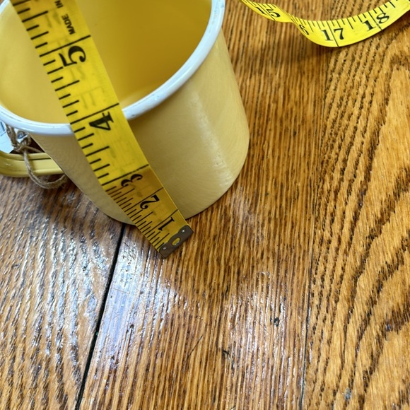 Fiddle + Fern yellow metal mug. Enamel coated, 24 oz.  Farmhouse style. - Picture 7 of 8